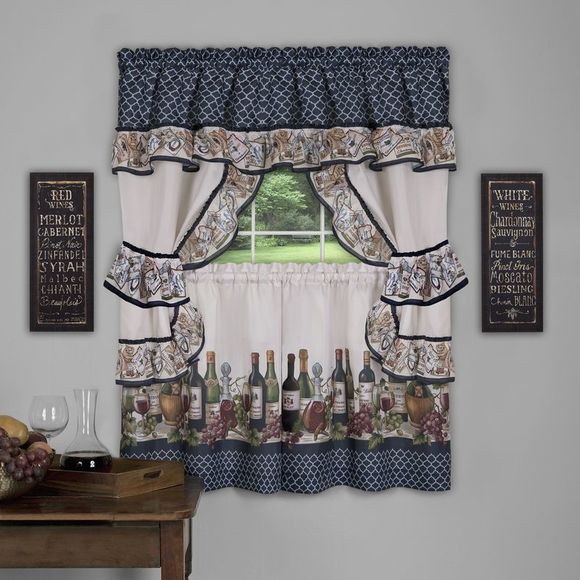 Achim Home Furnishing Chateau Window Kitchen Curtains 5-Piece Printed Cottage - Picture 1 of 1